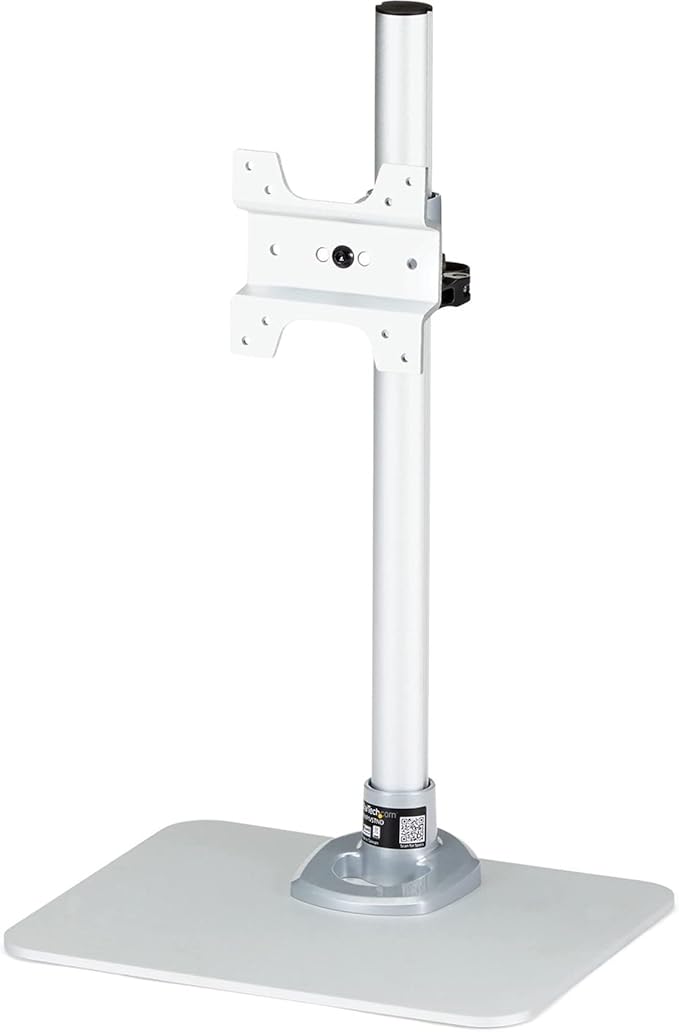 StarTech.com Single Monitor Stand, Adjustable, Supports UHD, iMac and Apple Thunderbolt Displays from 12'' to 34" (30.9lb/14kg), Premium Single Screen VESA Monitor Mount Stand, Silver, TAA