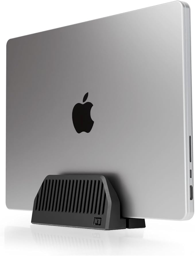 Vertical Laptop Stand for Desk ??Spring-Powered Auto Adjust Laptop Holder Vertical ??Closed Laptop Stand for MacBook Pro Air ??Vertical Laptop Dock & MacBook Holder