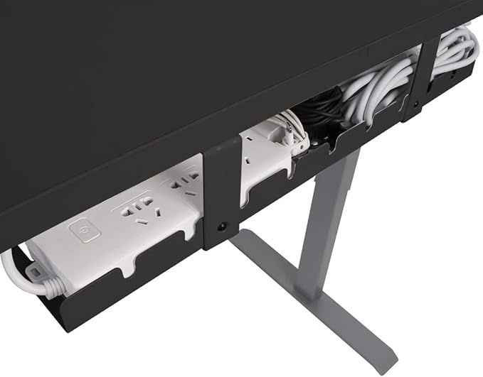 Cable Management Under Desk Tray for Home Office Desk, Metal Raceway Wires Cable Management Tray Tidy Organizer (Black)