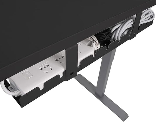 Cable Management Under Desk Tray for Home Office Desk, Metal Raceway Wires Cable Management Tray Tidy Organizer (Black)