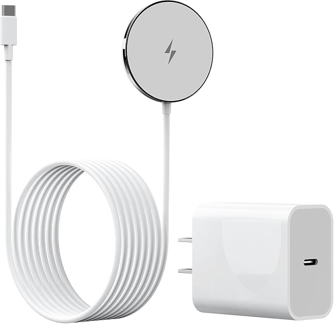 New for MagSafe Charger: Magnetic Wireless Charging Pad for iPhone 17 16 15 14 13 12 Series AirPods 4-2 Pro, Strong Magnet, with PD20W Charging Block, Ultra-Thin Portable【 1 Pack 5FT】