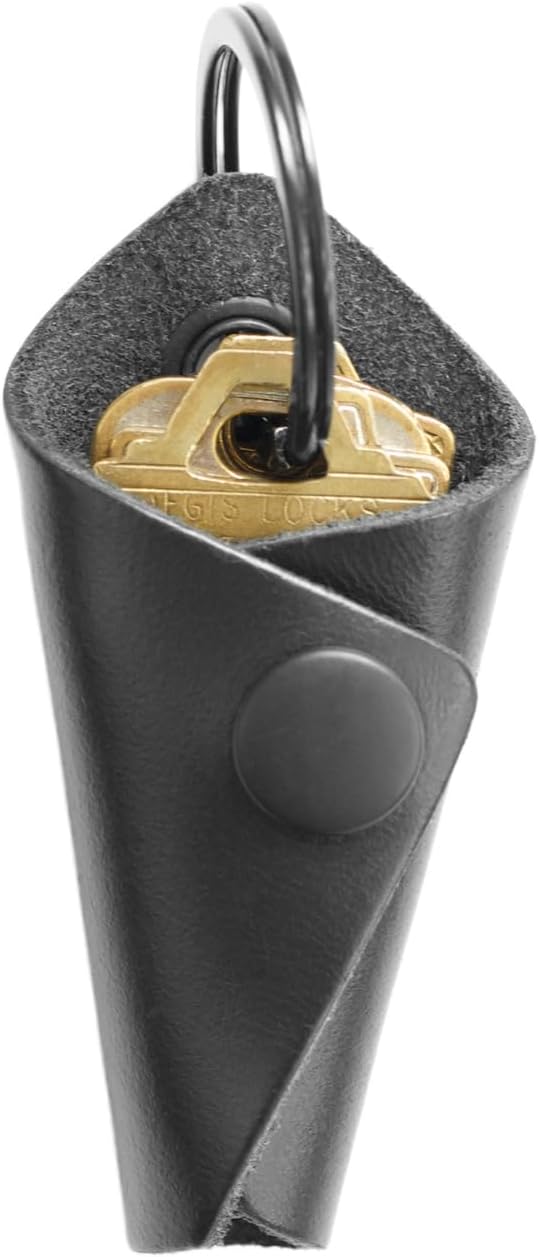 Leather Key Wrap Cover (Premium Leather) - Key Organizer | Motorcycle Keychain Wrap (Extra Dark Brown)