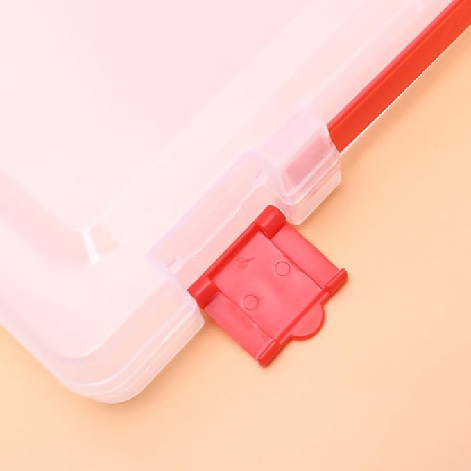 ULTECHNOVO Document Storage Box with Red Buckle, Stackable Pp File Case for Certificates and Materials, Easy to Carry Organizer for Office and Closet Use