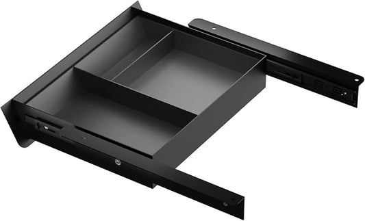 Under Desk Drawer with Removable Tray, 15.4" Wide 2-in-1 Organizer – 60° Ergonomic Tilt, 4-Compartment Insert for Pens, Phones & Cables, Ball Bearing Slides, for Home Office & Student Desk