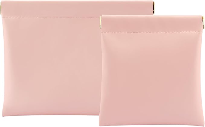 2 PCS Ladies Small Makeup Bag for Purse,Small Makeup Pouch,Purse organizer,Coin purse lipstick Cosmetic Accessories Organizer,Travel Set Organizer,Waterproof Portable Zipperless Self-Sealing (Pink)