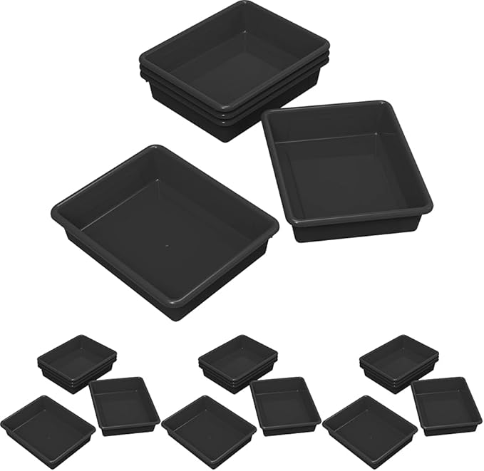 Storex Letter Size Flat Storage Tray – Organizer Bin for Classroom, Office and Home, Black, 20-Pack (62516A05C)