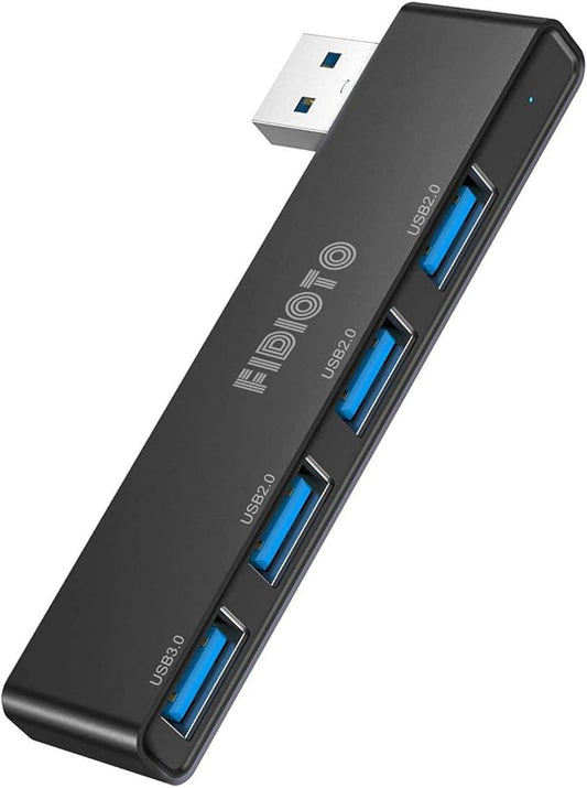 USB Hub, Fidioto 4 Port USB Adapter(1 * 3.0 Port, 3 * 2.0 Ports), Networking Hub for Laptop, iMac Pro, MacBook Air, Mac mini/Pro, Surface Pro, Notebook PC, USB Flash Drives and Mobile HDD Etc