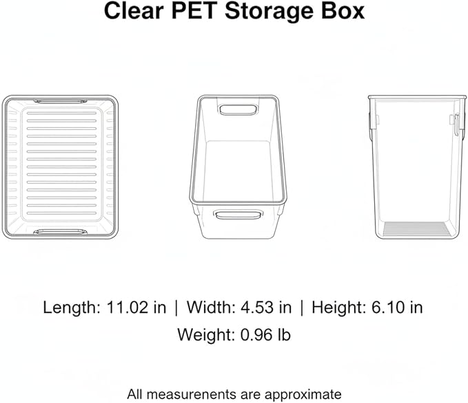 Clear PET Storage Box for Office Desk, Stackable Organizer Bin for A4 Documents and Supplies