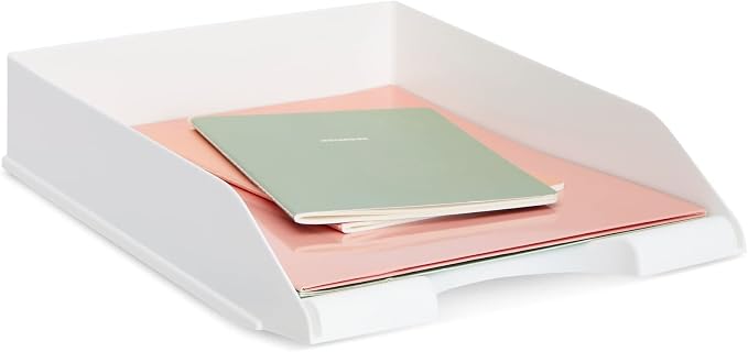 Stockroom Plus Rectangular Letter Trays - Paper Trays for Classroom - Desktop Paper Organizer & File Holder - Document Organizer for Desk Storage - Pack of 4, White, 10 x 13.5 x 2.5 in