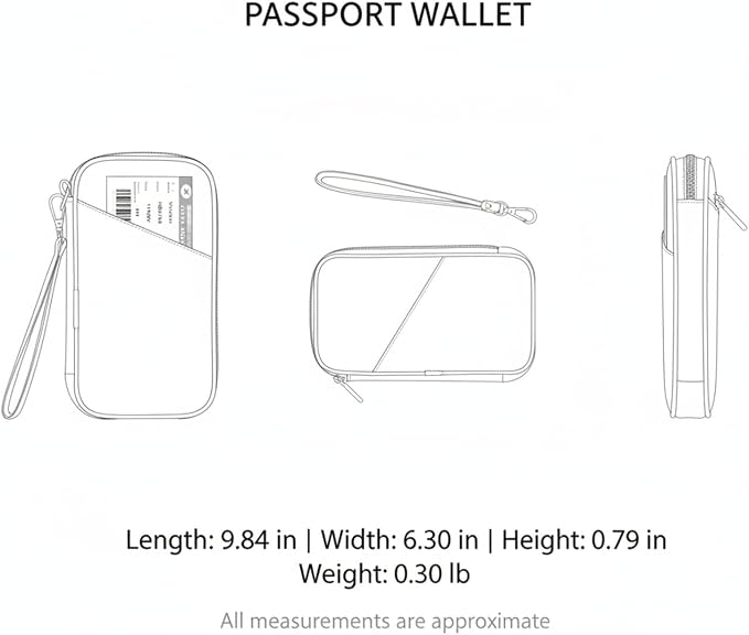 Passport Wallet, Slim Oxford Cloth Travel Document Organizer with Card Slots for Airport Check-in (1 PC)