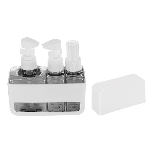 Travel Toiletries Bottles Set, Reusable 3-in-1 Kit Liquid Bottles Containers Leak Proof Spray & Lotion with Labels - Fitting for (Travel/Hotel/Gym/Perfume), 3Pcs & 50/100ml & Grey
