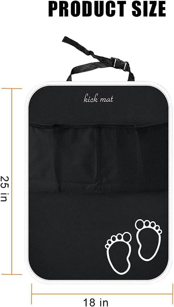 Bittwee Car Kick Mats Backseat Organizer, 2PCS 2 in 1 Anti Kick Waterproof Back Seat Protector with 2 Storage Pockets, Large Capacity Auto Seat Accecories for Pets Kids, Universal Fit