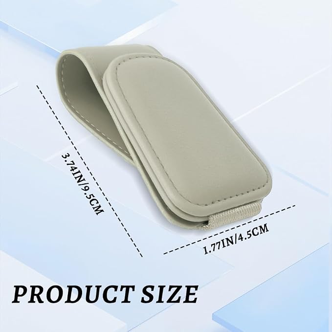 Sunglass Holder for Car, Car Sunglass Holder, Magnetic Leather Sunglasses Holder and Ticket Card Clip, Auto Multi-Functional Sun Visor Eyeglass Holders for SUV Pickup Truck (Light Beige)