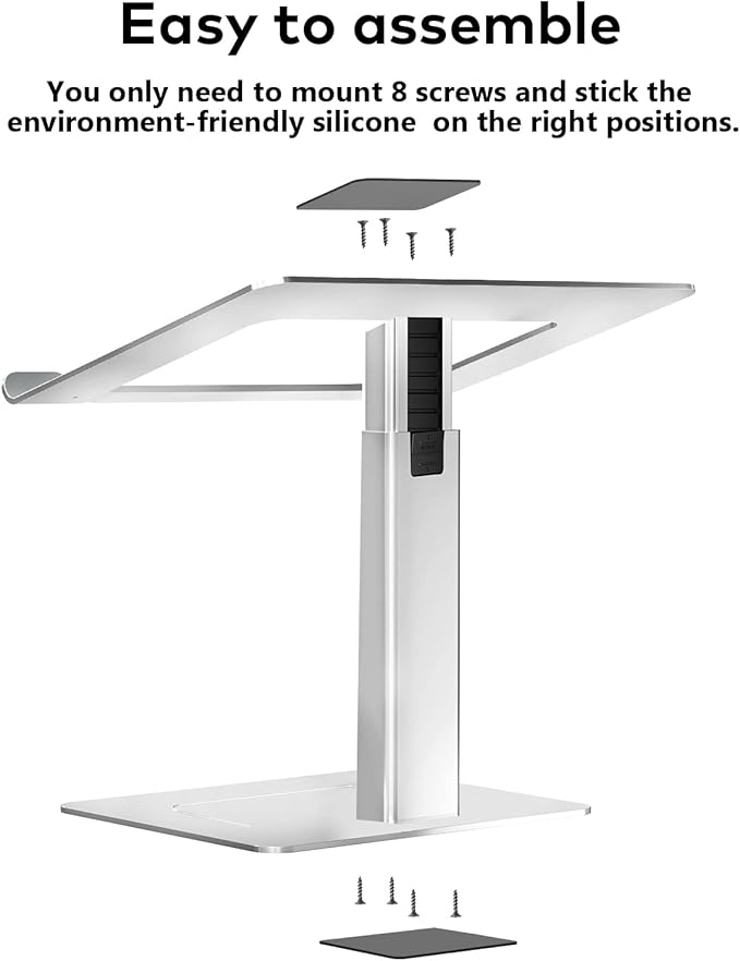 Laptop Stand for Desk, Ergonomic Aluminum Laptop Stand Adjustable Height from 7-15", Sitting and Standing Laptop Riser for 10-17" Notebook