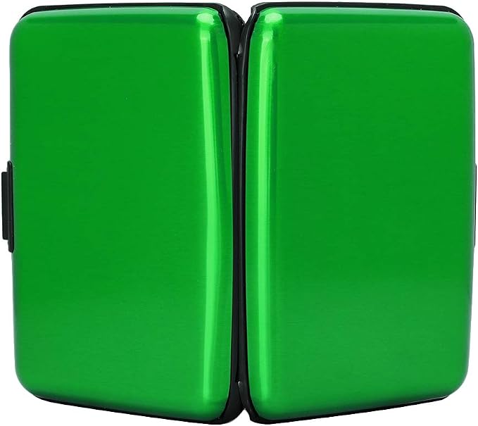 ELFISH RFID Blocking Credit Card Protector Aluminum ID Case Hard Shell Business Card Holders Metal Wallet for Men or Women (green)