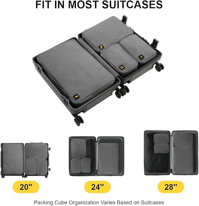 LEVEL8 4 Set Packing Cubes Travel Luggage Packing Organizers