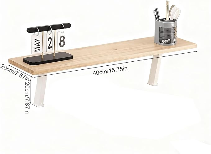 23.6x7.8 in Clamp On Desk Organizer Shelf, Above Desk Storage Extension Portable No Drill Required Bookcase Clamp Rack for Home Office Dorm Workstation and Study Space, Natural