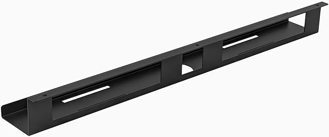 Desky Mini Cable Tray – Under Desk Wire Organizer with Mounting Screws, Compact Metal Cable Management Tray for Office Desks – White