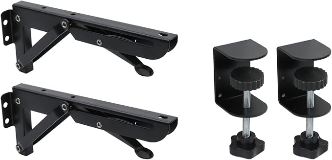 Bitray Desk Extender Clamp Bracket Foldable Bracket Desk Tray Bracket for Desk PC Keyboard Desk Keyboard Tray Black Punch Free Keyboard Tray Clamp Fits 0.5"-2.2" Thick
