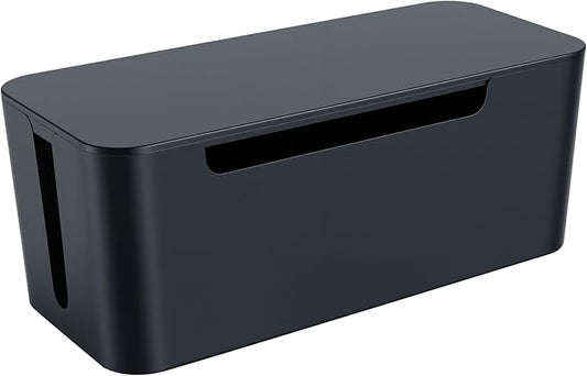 Eichzer Cable Management Box, Premium Cord Organizer Box to Hide Surge Protector on Desk, Power Strip Cover for TV Computer Home Router Office (Black)