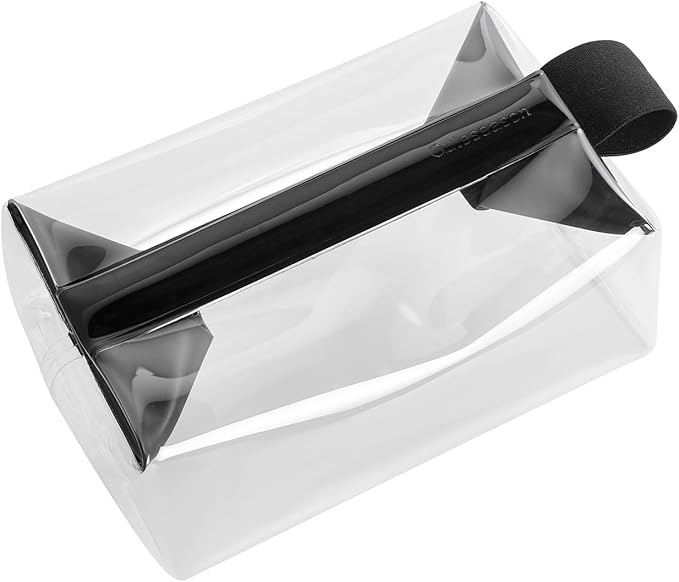 Clear Toiletry Bag with Magnetic Closure, 0.7mm Thick Structured TPU Travel Organizer, Transparent Cosmetic Bag for Toiletries, Makeup and Daily Essentials with Modern Color Trim(Black Trim)