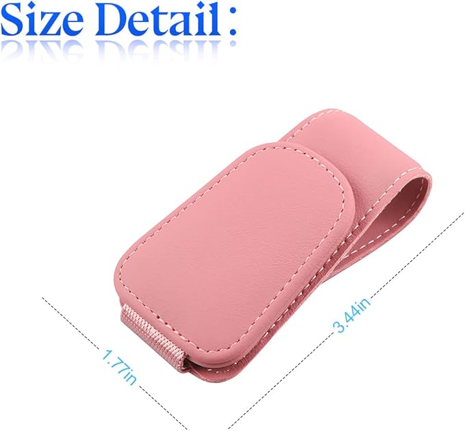 zipelo Sunglasses Holder for Car Sun Visor, 2 PCS Magnetic Leather Eyeglass Hanger, Sun Glasses Mount Clip on Visors, Ticket Card Cash Organizer, Auto Interior Accessories (Pink)