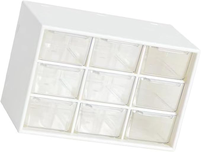 MSUIINT Desk Organizers, 9 Drawers Desktop Organizer, Dustproof Small Organizer with Drawers, Multifunctional Easy to Clean Desk Storage Box for Jewelry Makeup