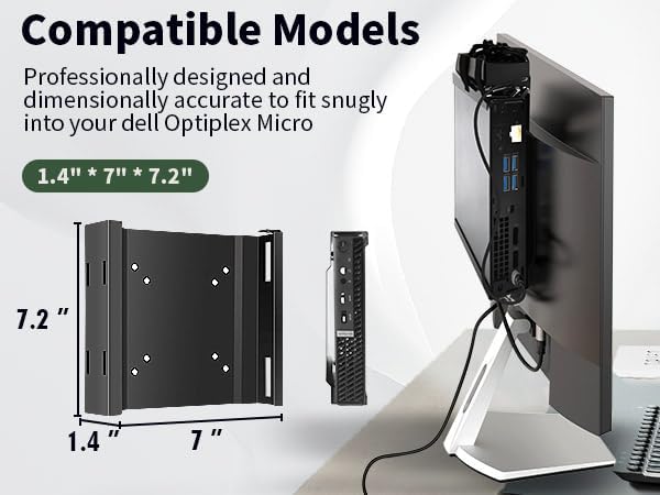 2 Pack Mini PC Mount Compatible with Dell Micro Form Factor Case Mount,VESA, Under Desk and Wall Mount Fits MFF 3040 3050 3060 5060 5070 7010 7020 7040 7050 7060 7070 7080 7090 9020 pro Micro Mount