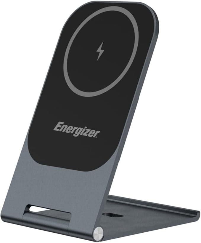 Energizer WCP102 Ultra Thin Wireless Charging Stand, MagSafe, 15W Max, 3mm, 180 Degree Adjustment, Aluminium Alloy