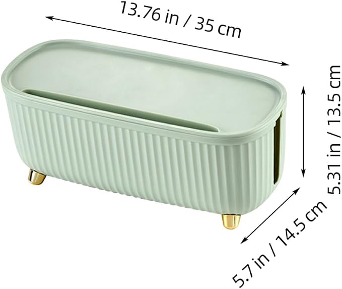 Cable Management Box with Lid Power Cord Organizer Table Socket Storage Box for Home and Office Desk Use Dustproof Green
