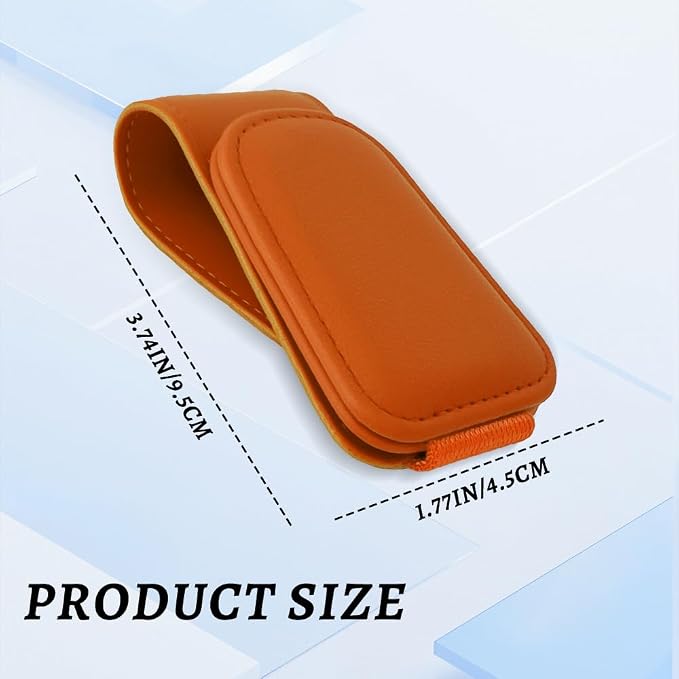 Sunglass Holder for Car, Car Sunglass Holder, Magnetic Leather Sunglasses Holder and Ticket Card Clip, Auto Multi-Functional Sun Visor Eyeglass Holders for SUV Pickup Truck (Orange)