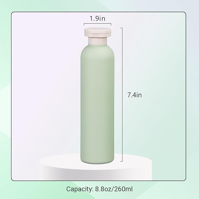 Travel Shampoo Bottle, Empty Plastic Squeeze Bottles 8.8oz with Flip Cap, Lotion Container for Toiletries Travel Size Shampoo and Conditioner