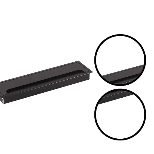 Desktop Cable Management Cover for Desk Organization - Aluminum Alloy Cable Box with Brush Seal (Black, 8.0x28.0x2.8 cm)