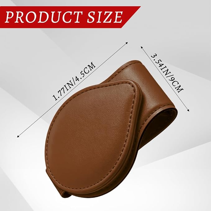 Sunglasses Holders for Car Visor, PU Leather Car Organizer, Magnetic Glasses Holder and Ticket Card Clip, Multi-Functional Auto Sun Visor Eyeglass Holder for Most Vehicles (Brown)