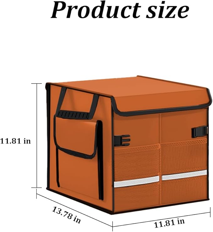Car Trunk Organizer, Collapsible Multi Compartment Waterproof Sturdy Vehicle Trunk Container Box, Sturdy Automotive Interior Storage Organization, Universal for SUV Caravan Truck (Orange)