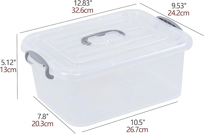 Kekow 2-Pack Clear Storage Latch Box, Plastic Containers with Lids, 8 L
