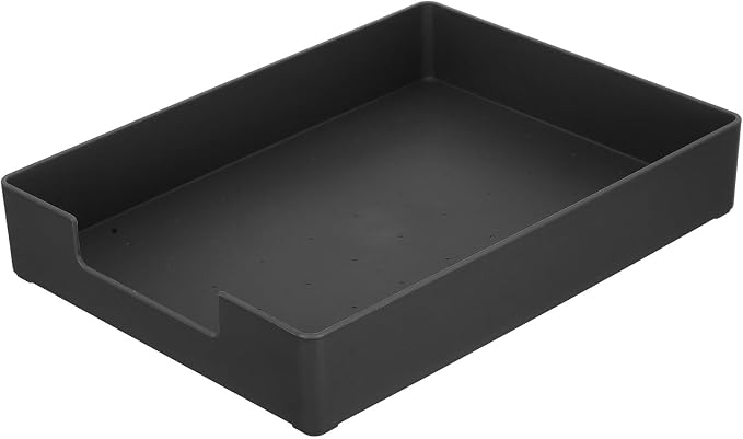 A4 Plastic Desktop File Organizer Box with Lid, Multipurpose Office Storage Container for Documents and Sundries, Black Stackable Paper Tray for Home and Office Use