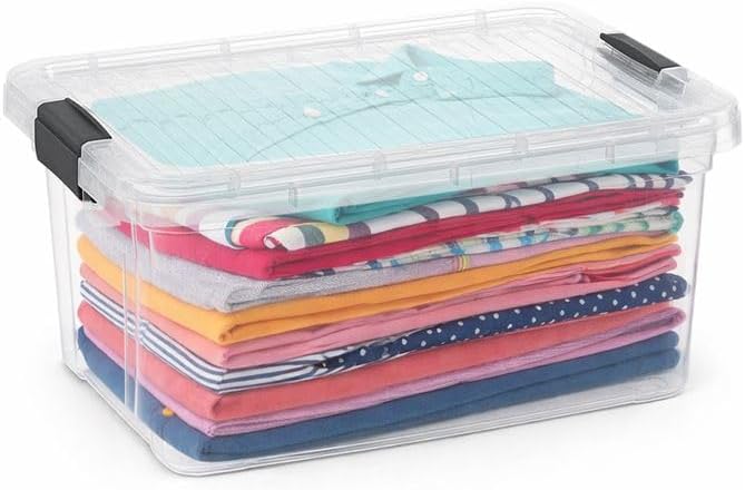 Superio Small Clear Storage Box with Lid, 11 Quart Plastic Container Bins for Organizing, Stackable Crates, BPA Free, Non Toxic, Odor Free, Organizers for Home, Office, School, and Dorm