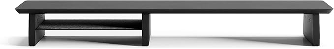 Raico Desk Cockpit Shelf Monitor Stand System Dual Screen Setup Wood Large Desk Accessory Organizer Unit (Black Wood, Medium | 36 Inches)