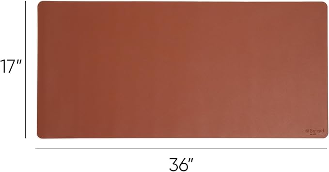 Smead Desk Pad, Vegan Leather Desk Mat with Non-Slip Faux Suede Backing, Perfect Desk Organizer for Office Decor, 36” x 17” Large, Saddle (64827)