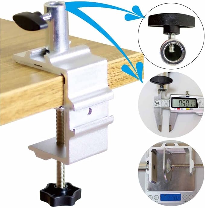 Replacement Heavy Duty C Clamp for 1/2” Base Magnifying Lamp,Desk Lamp,Swing Arm Lamp,Phone I pad Mount,Tablet Mic Holder,Table Mount Clamp for Microphone Stand Mic Boom Arm (G1 SIVLER)