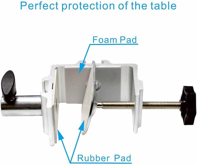 Replacement Heavy Duty C Clamp for 1/2” Base Magnifying Lamp,Desk Lamp,Swing Arm Lamp,Phone I pad Mount,Tablet Mic Holder,Table Mount Clamp for Microphone Stand Mic Boom Arm (G1 SIVLER)