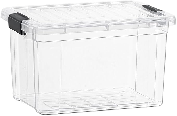 Superio Clear Storage Box with Lid, 49 Quart Plastic Container Bins for Organizing, Stackable Crates, BPA Free, Non Toxic, Odor Free, Organizers for Home, Office, School, and Dorm