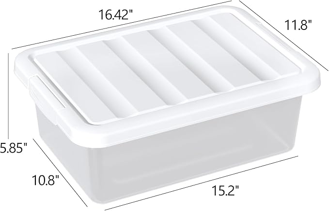 14 Quart Stackable Plastic Storage Bins with Lids, Container to Organize Shoes and Crafts on Closet Shelves, Garage, Totes, Tubs Boxes Organizing 2 Pack