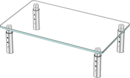 Hemudu Monitor Stand -3 Adjustable Height Monitor Riser, Computer Monitor Stand, Desktop Organizer, Monitor Stand Riser for PC, Computer, Laptop Clear