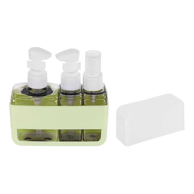 Travel Toiletries Bottles Set, Reusable 3-in-1 Kit Liquid Bottles Containers Leak Proof Spray & Lotion with Labels - Fitting for (Travel/Hotel/Gym/Perfume), 3Pcs & 50/100ml & Green