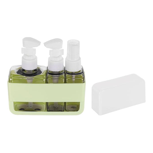 Travel Toiletries Bottles Set, Reusable 3-in-1 Kit Liquid Bottles Containers Leak Proof Spray & Lotion with Labels - Fitting for (Travel/Hotel/Gym/Perfume), 3Pcs & 50/100ml & Green