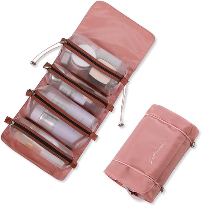LumiSyne 4 In 1 Detachable Toiletry Bag Hanging Roll-Up Makeup Bag Large Capacity Travel Wash Bag Mesh Cosmetic Bag Portable Foldable Toiletry Bag Waterproof Cosmetic Organizer Bag For Travel Daily