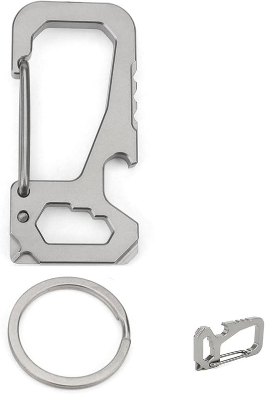 Titanium Carabiner Keychain for Men, Heavy Duty Key Ring Clip with Bottle Opener, EDC Multitool Holder for Keys Belt