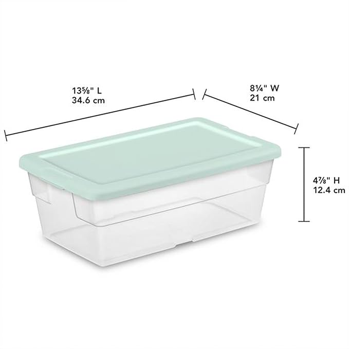 Sterilite 5-Pack Stackable Storage Bin with Lid, Clear Plastic Design, 6 Quart